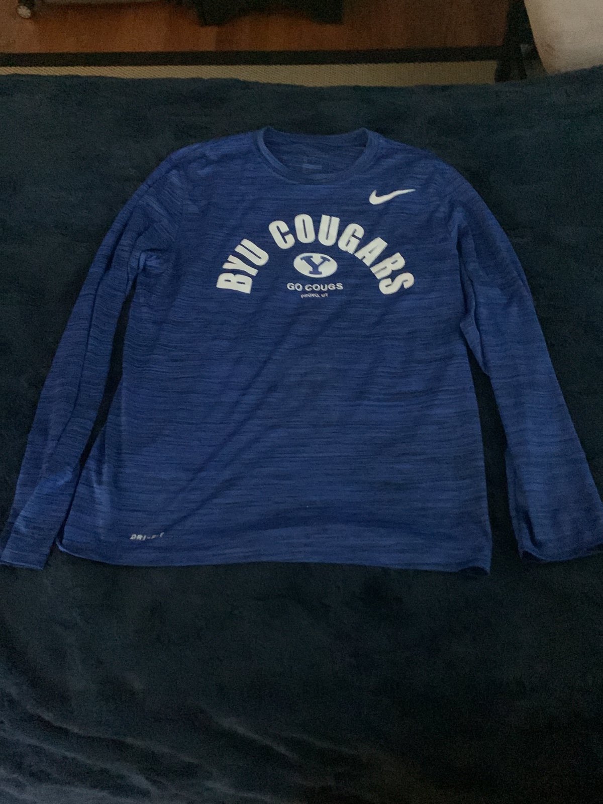 BYU Cougars The Nike Tee Dri-Fit Royal Blue Long Sleeve (Size: Medium)
