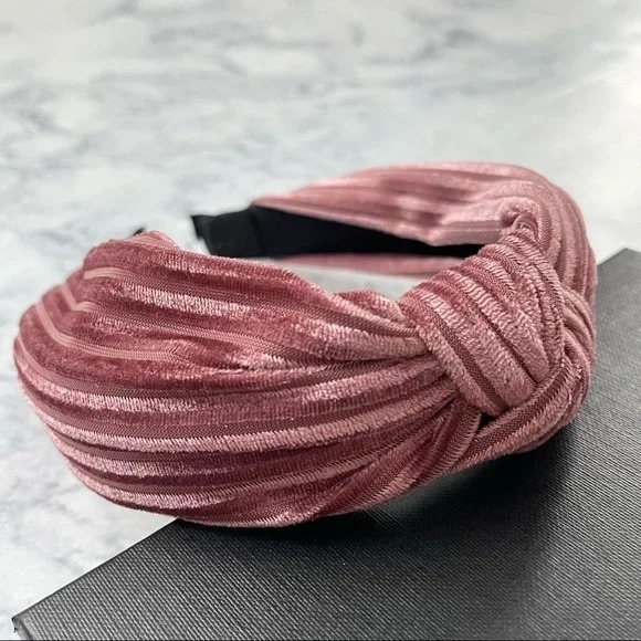 Nordstrom Pink Raspberry Velvet Pleated Headband Hair Accessory