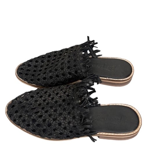 Free People Mirage leather woven slip on flat shoes 38