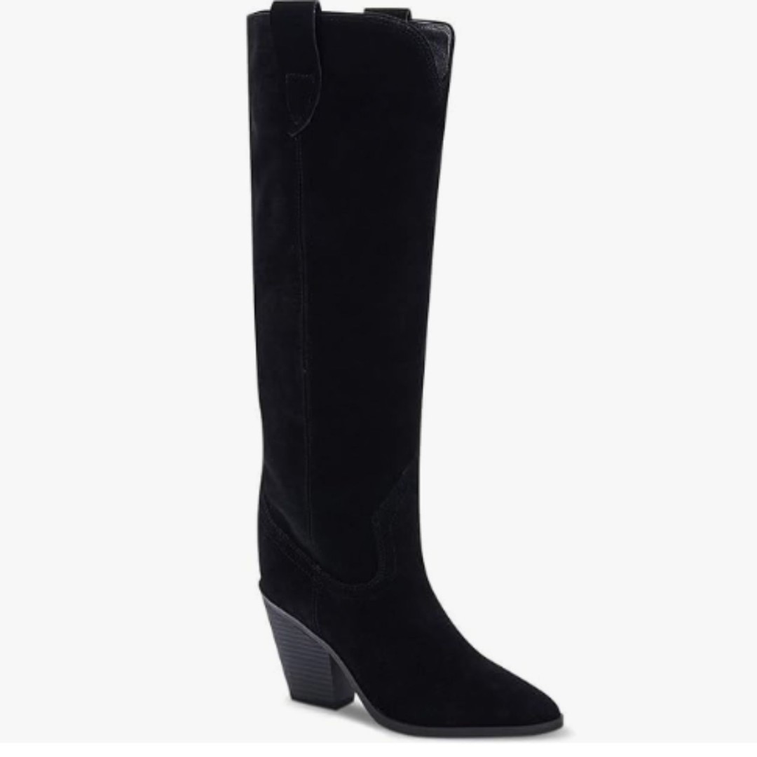 NWT Aqua College Winnie Black Waterproof Leather Suede Pointy Toe High Boots 9