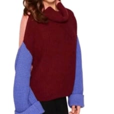 Free People Womens Park City Oversized Chunky Colorblock Sweater S