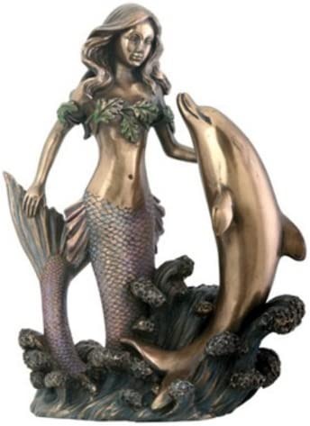 Mermaid with Dolphin Figurine Decoration Statue
