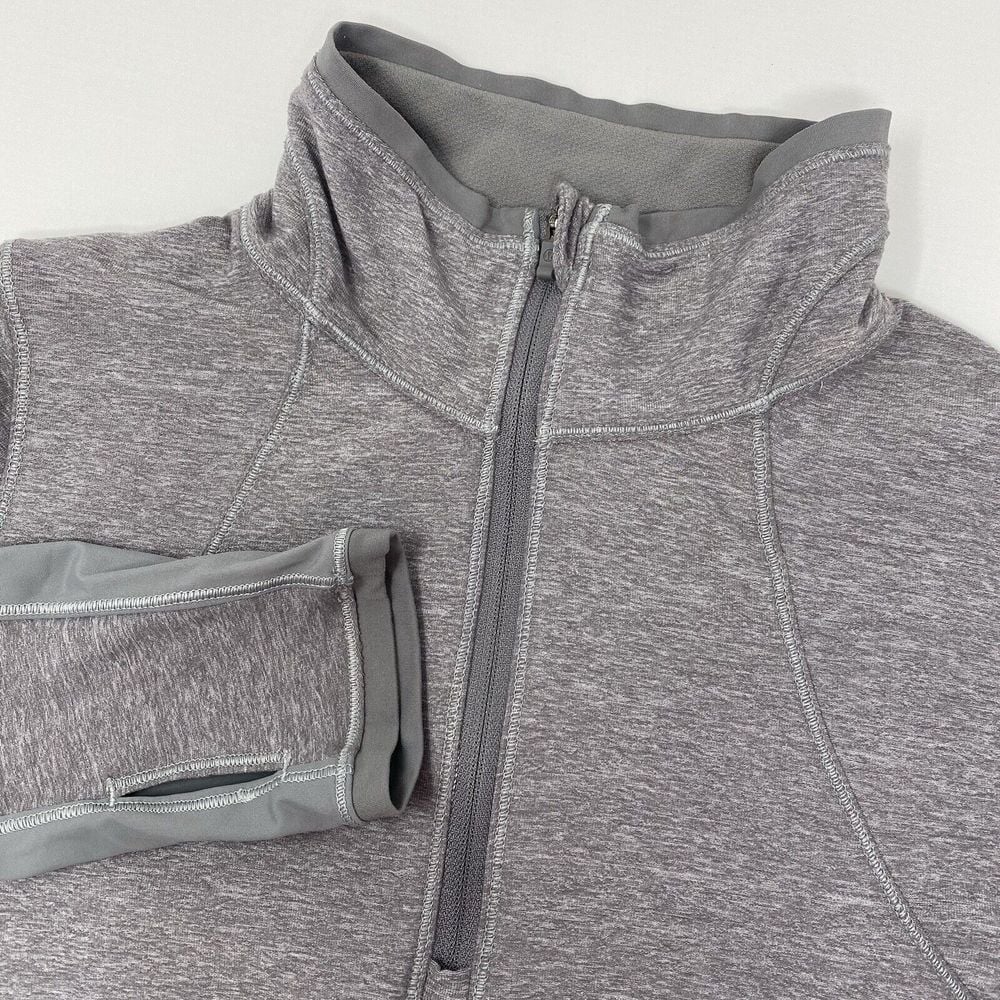 Lululemon Women's 10 Gray Zip Pockets Quarter Zip Pace Pusher Athletic Pullover.