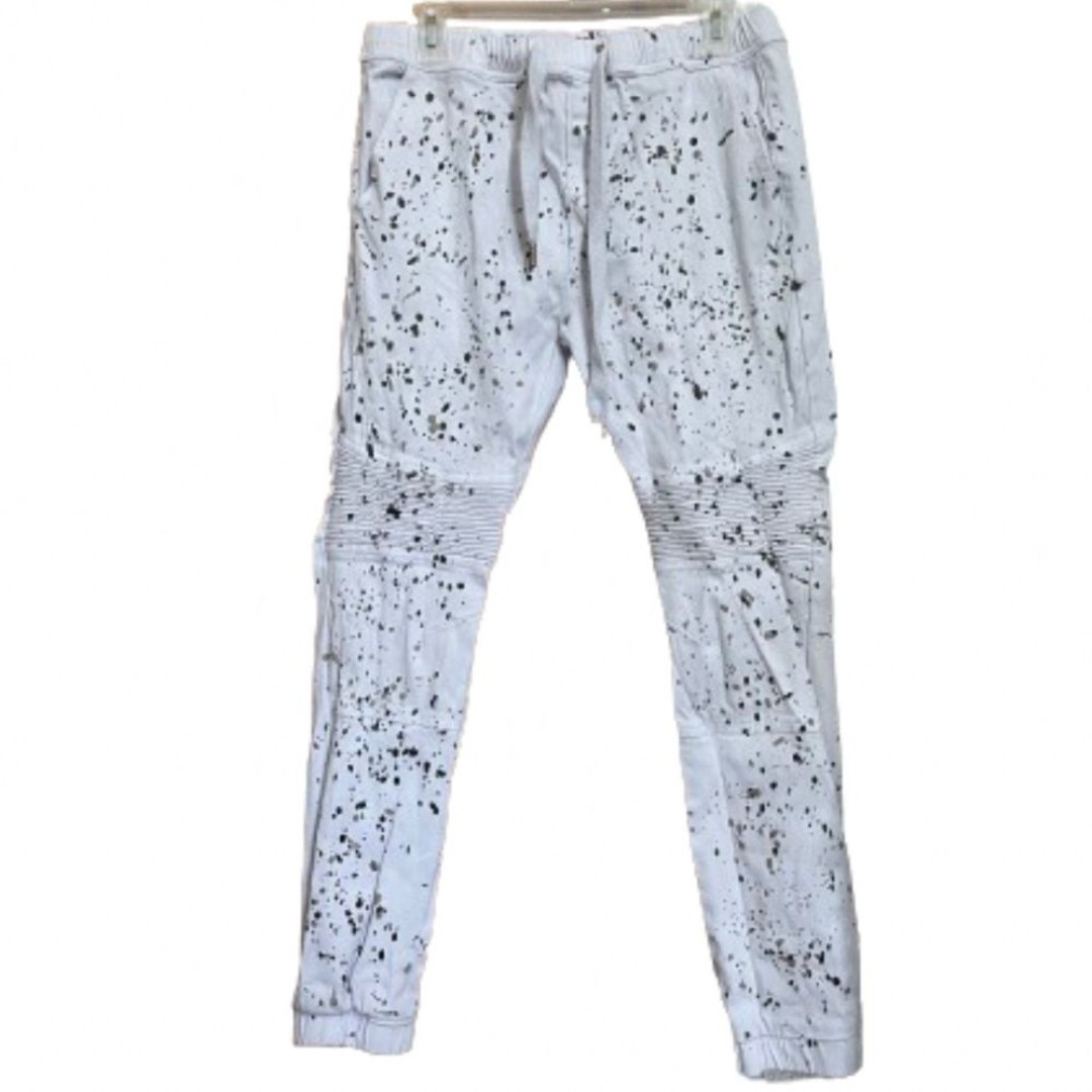 Demolition Men’s Customized White Multi Painted Fashion Joggers Sz-L
