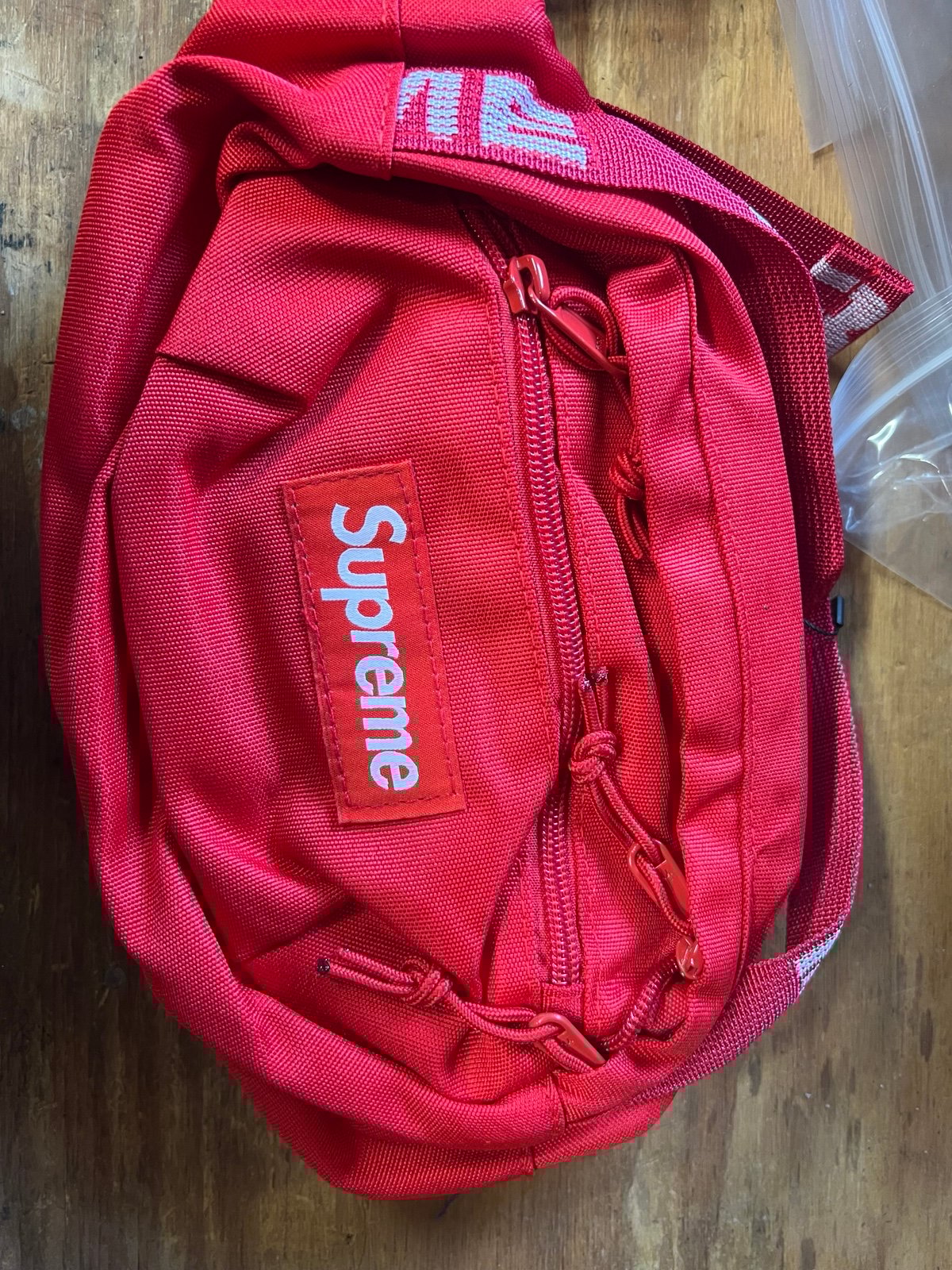 Red supreme fanny pack