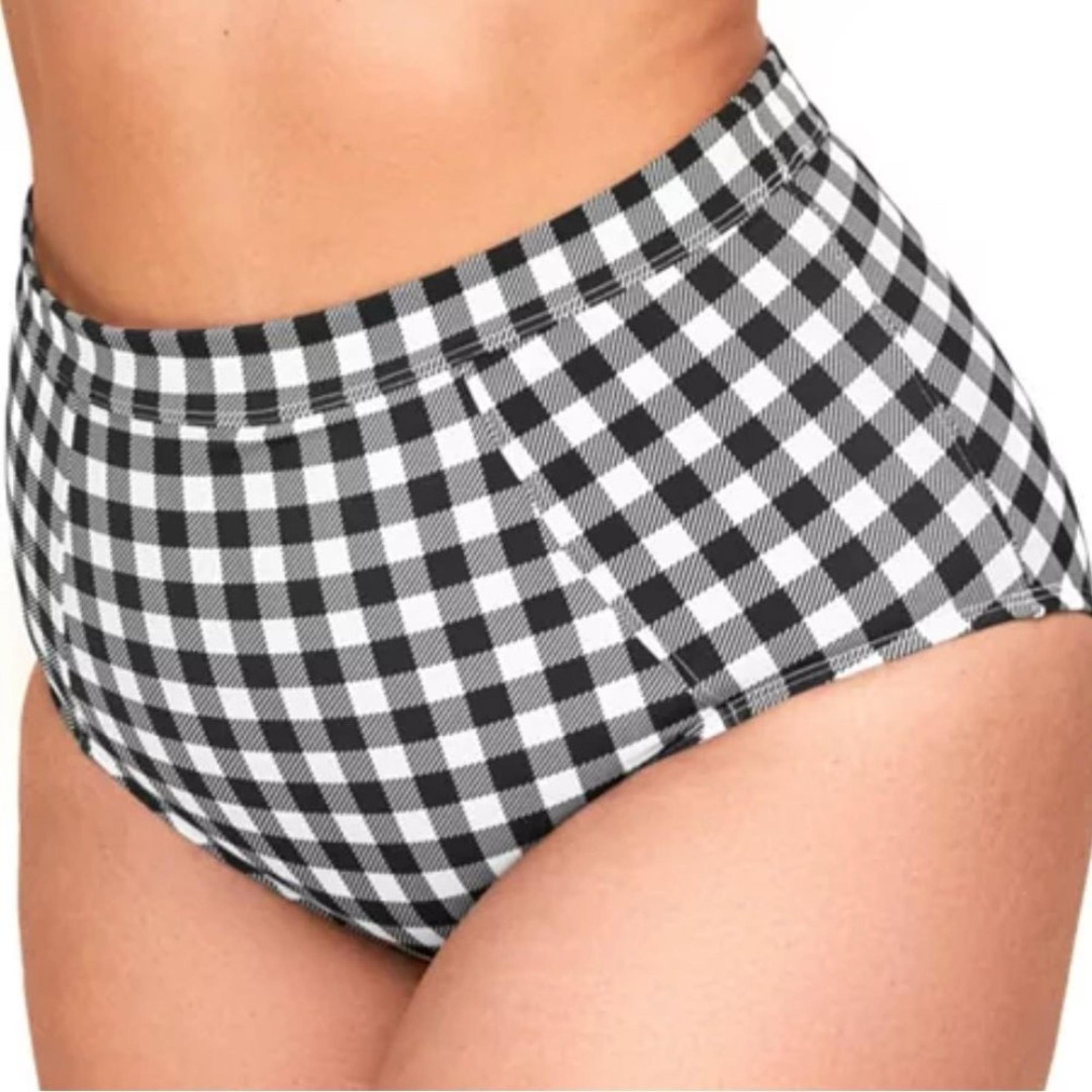 Adore Me Black White Checkered High Rise Bikini Bottom NWT Women’s 1X