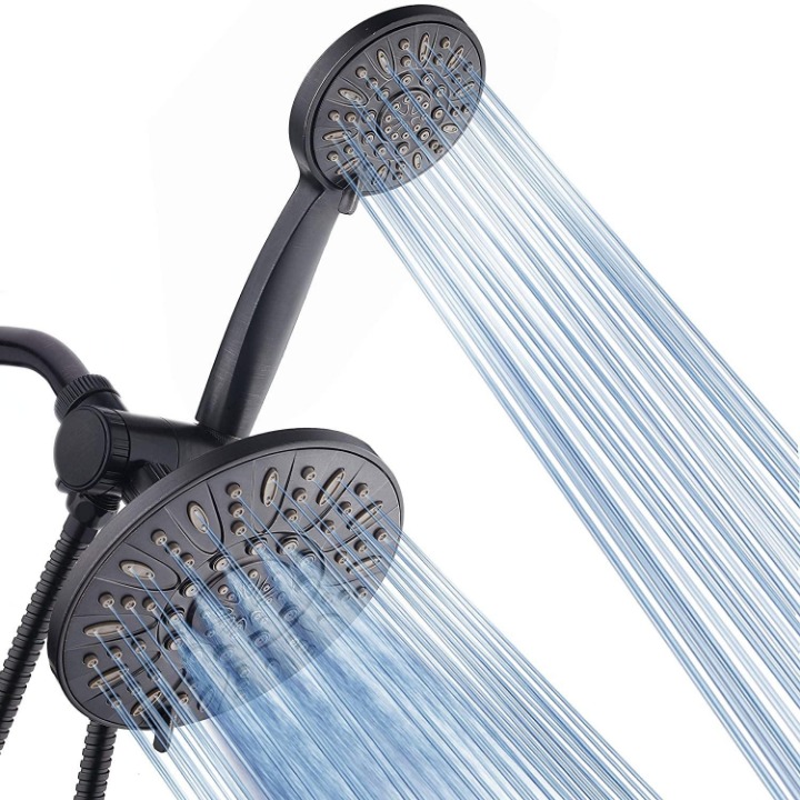 Luxurious 6-setting Rain Shower Head Stainless Steel Hose Hand Held Shower