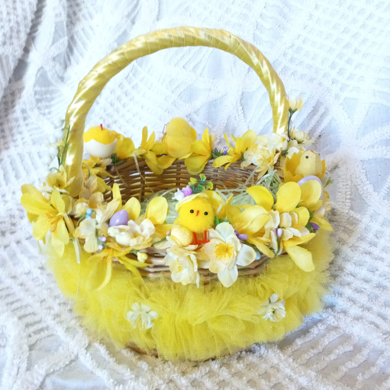 Yellow handmade Easter basket