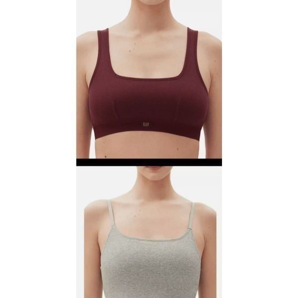 Lot of 2 GapBody NWT size Small - 1 maroon bralette, 1 gray crop cami bralette