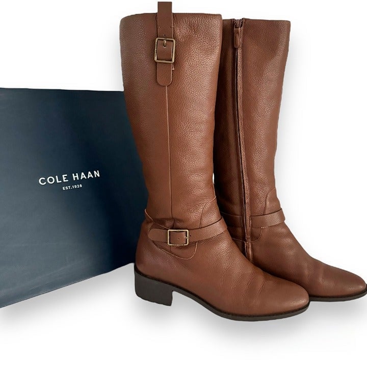 NWT NIB 400 Cole Haan Kenmare Tall Riding Boots, Size 10.5, Harvest Brown color