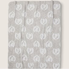 Victoria's Secret PINK Sherpa Blanket Gray & White Logo 50 x 60