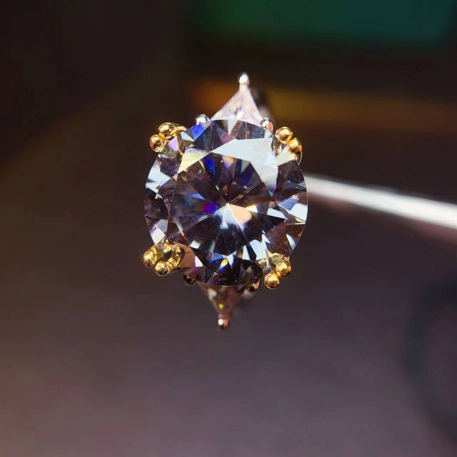 5 Carat Gray Moissanite Cocktail Ring, Large 5 Carat Moissanite Women's Ring