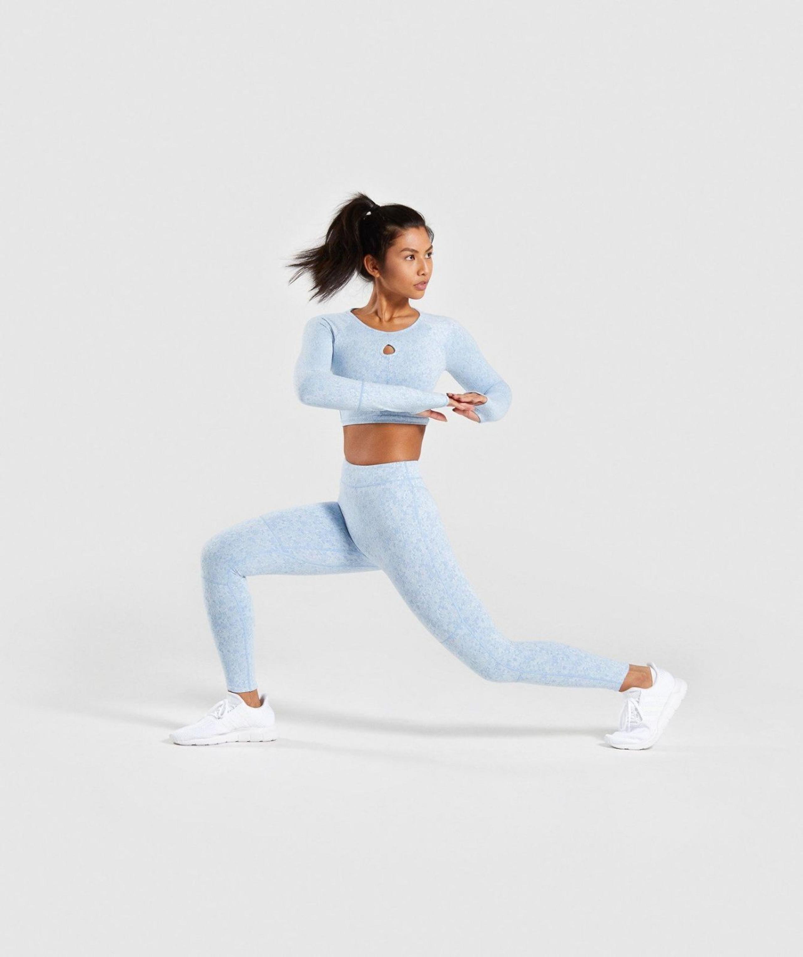 Blue Fleur Texture Gymshark Leggings XS