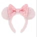 Tokyo Disney Resort Minnie Pink Fluffy Ears with Sequins Bow Headband