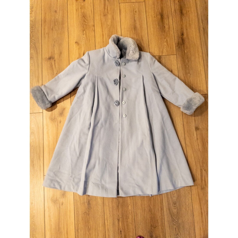 Rothschild Peacoat Girls Sz 10 Light Blue Princess Coat Bell Bottom Wool Lined