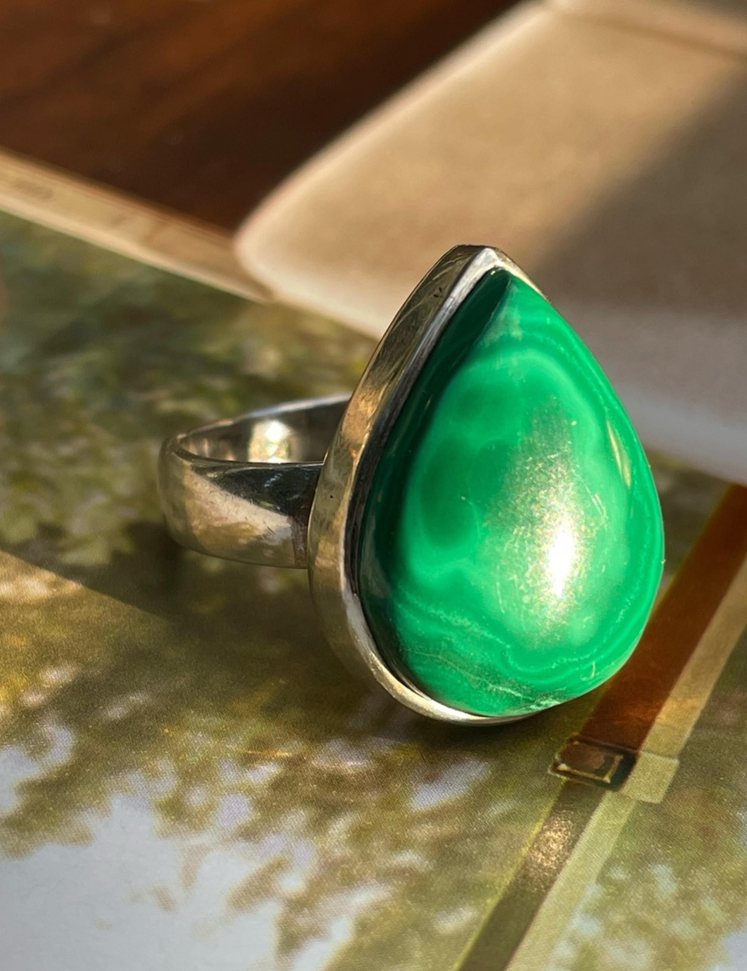 Malachite Ring | 925 Sterling silver ring | Natural gemstone ring | US: 8 & 9