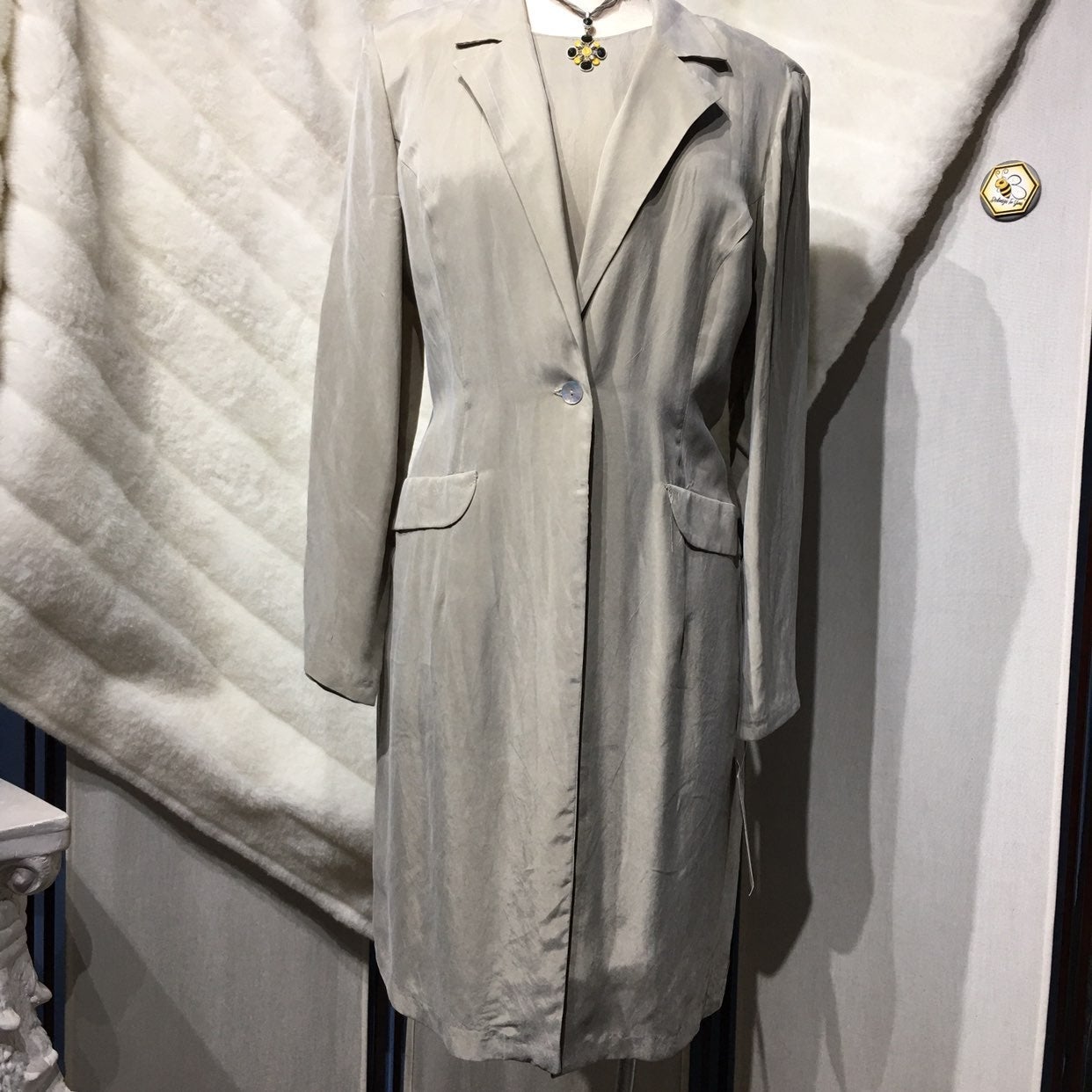 90's Vintage 2 Pc Dress Suit Beige Sz 14