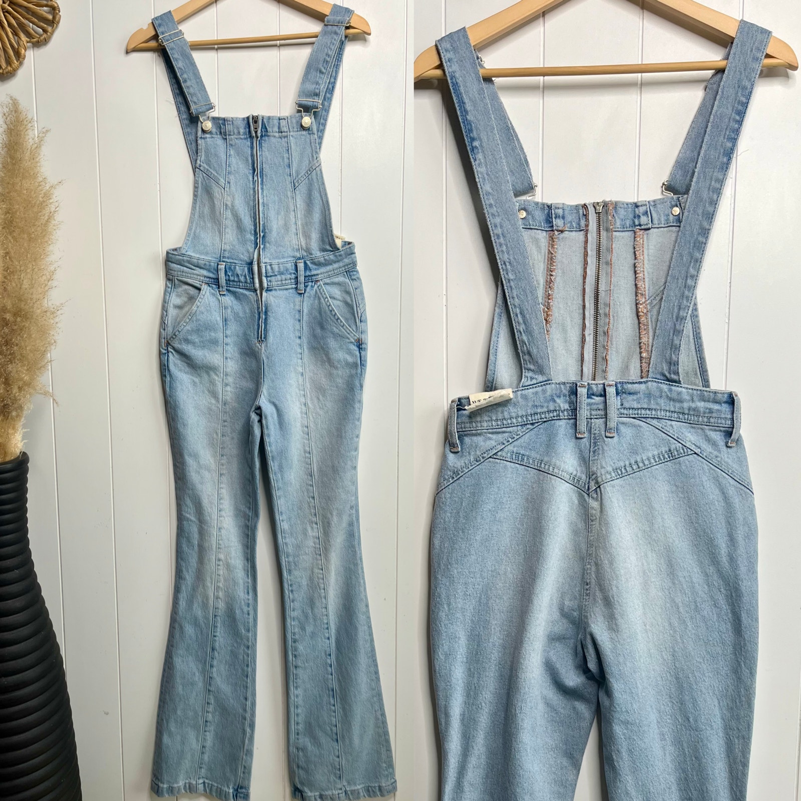 Free People denim overalls one-piece jumpsuit slim flare cotton onesie