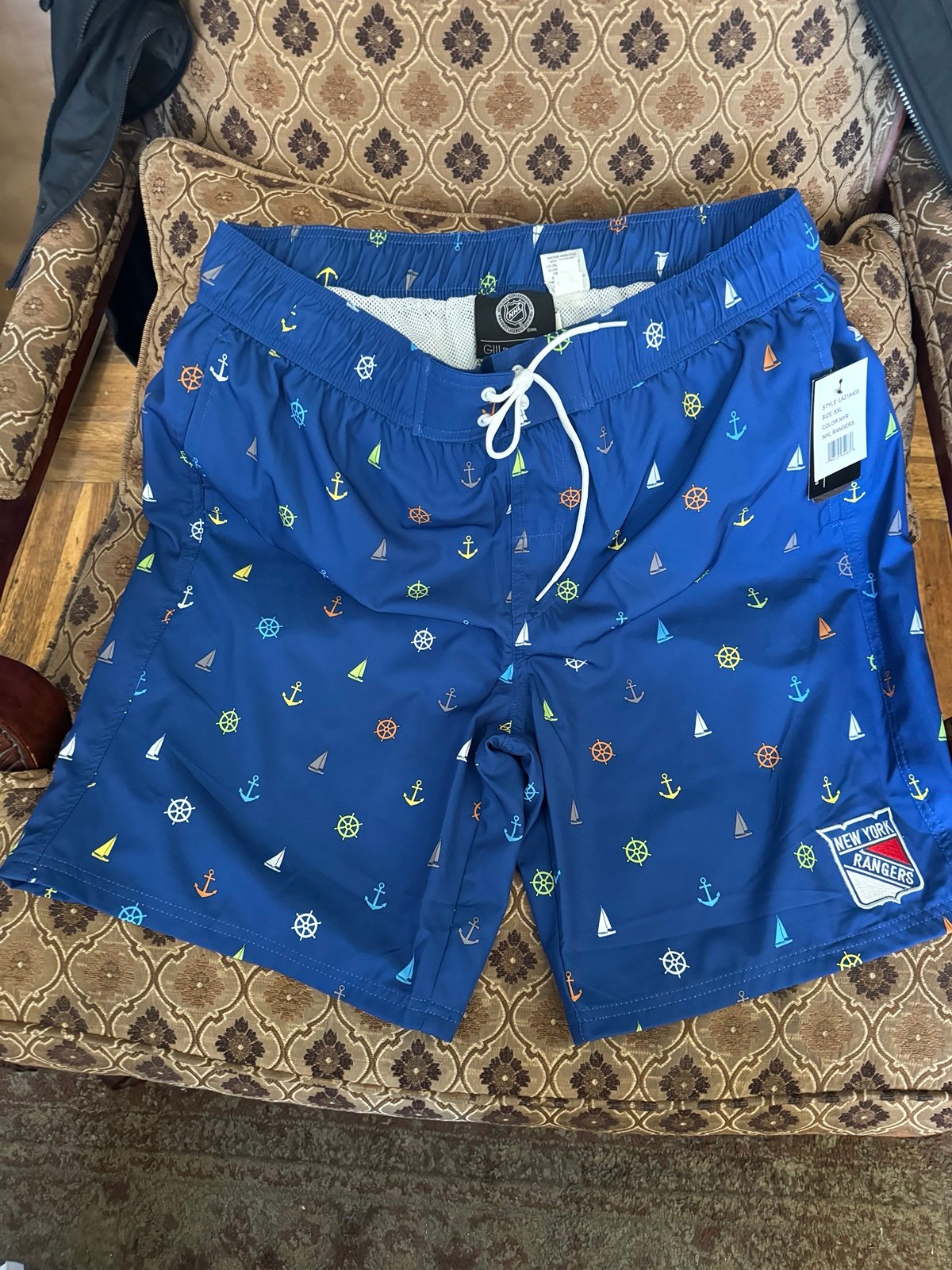New New York Rangers Swim Trunks Size 2XL With Embroidered Rangers Logo
