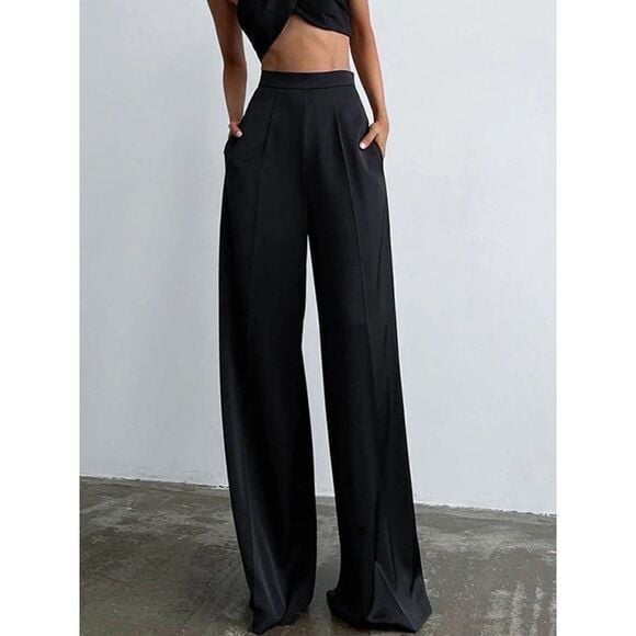 Commense Oversized Satin Wide Leg Dress Pants Size Large