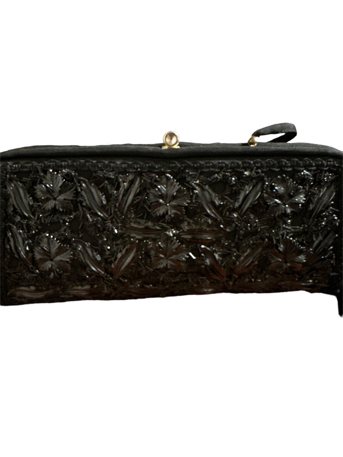 Black clutch never seen this beaded and flower appliqué