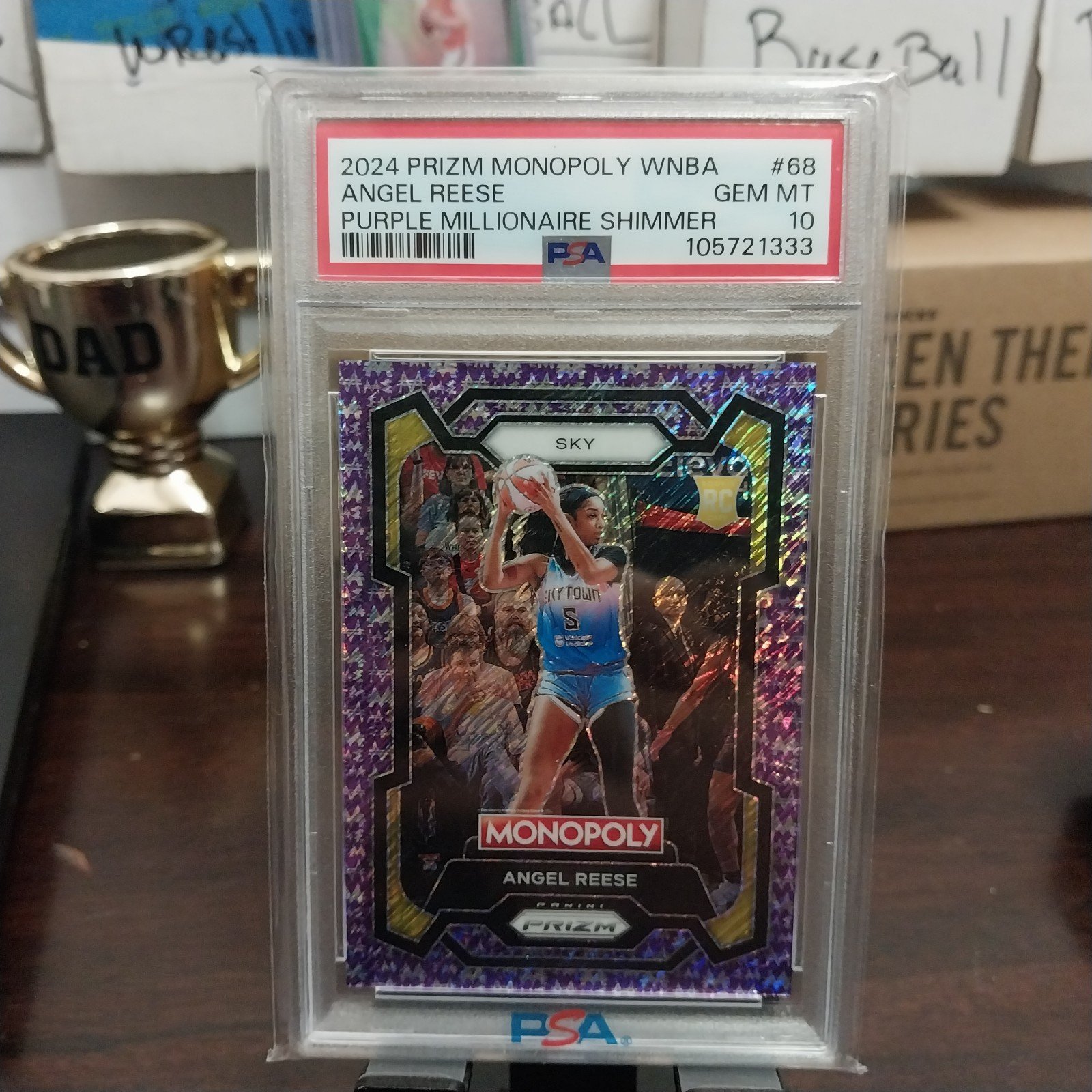 ANGEL REESE MONOPOLY WNBA PRIZM RC PURPLE MILLIONAIRE SHIMMER 13/50 PSA GM MT 10
