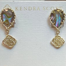 Kendra Scott Kenzie Nude Abalone Logo Clip Earrings