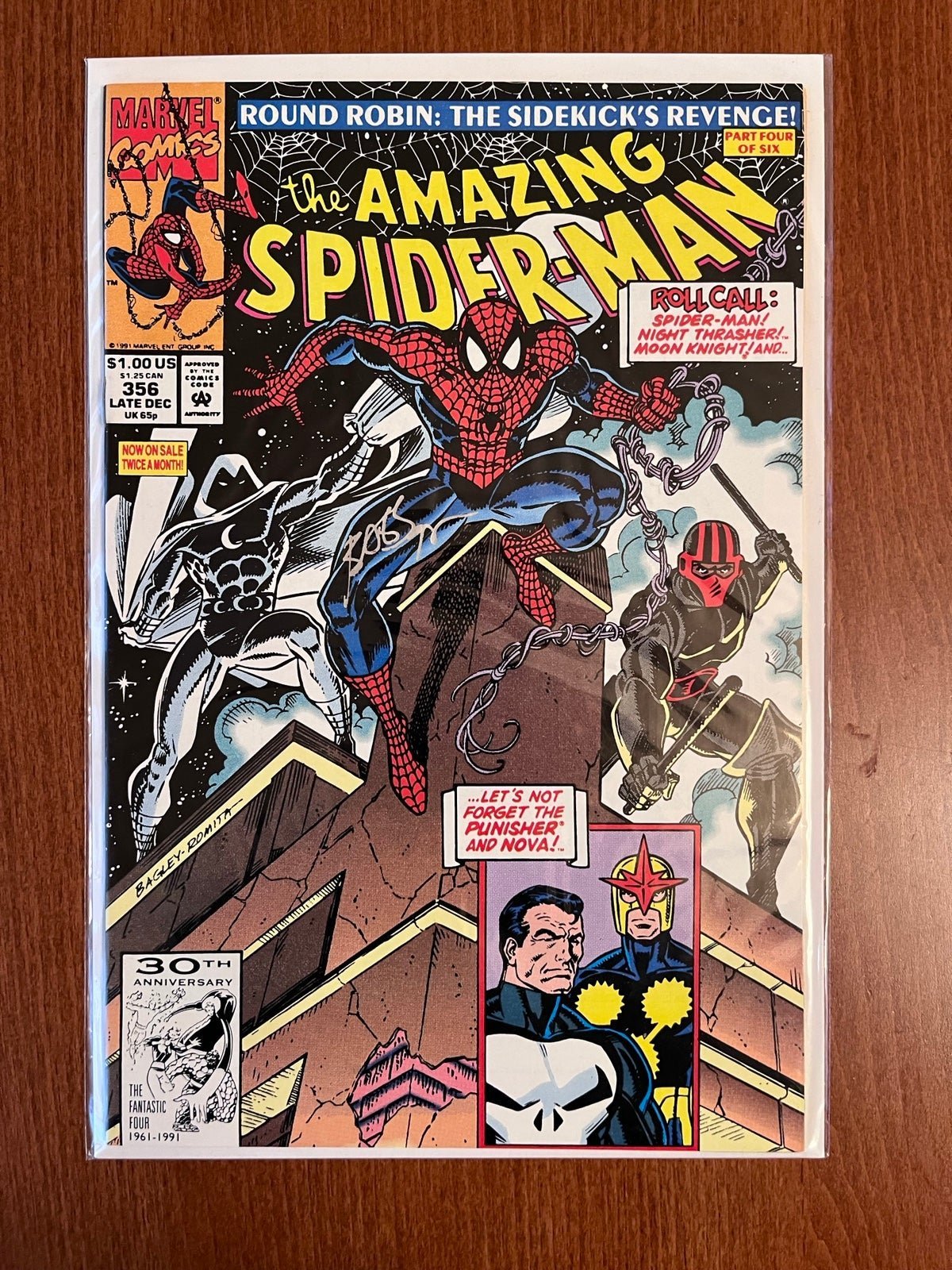 Marvel Amazing Spider-Man #356 signed by Mark Bagley COA & photo