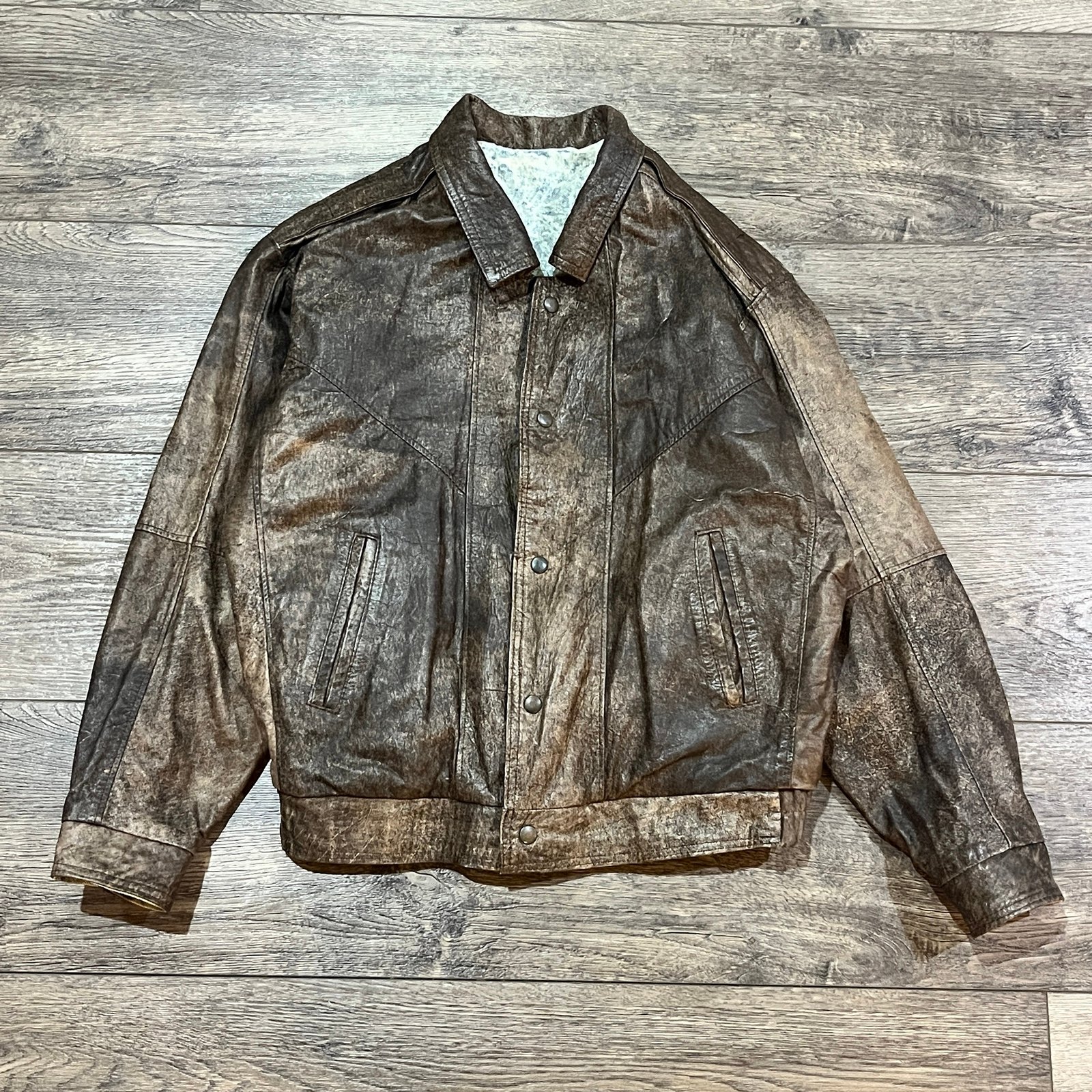 Vintage 80s Reversible Leather/Denim Jacket Mens Size Medium