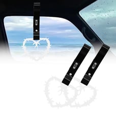 NEW 2PCS BARBED WIRE WHITE JDM TSURIKAWA RING BLACK Handle Strap Drift Charm