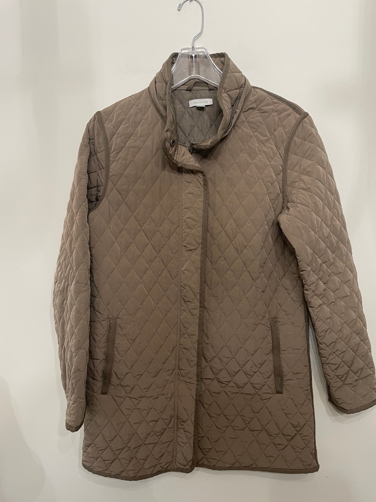 Garnet Hill Essential Quilted Car Coat Jacket Soft Brown No Hood Women’s Sz 8