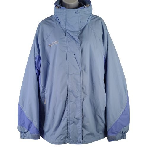 Columbia 1X Interchange Snow Jacket Blue Full Zip Fleece Lined Packable Hood