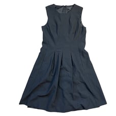 Theory Adison Dress Women's 2 Black Sleeveless Pleated Luxe Wool Blend Pockets