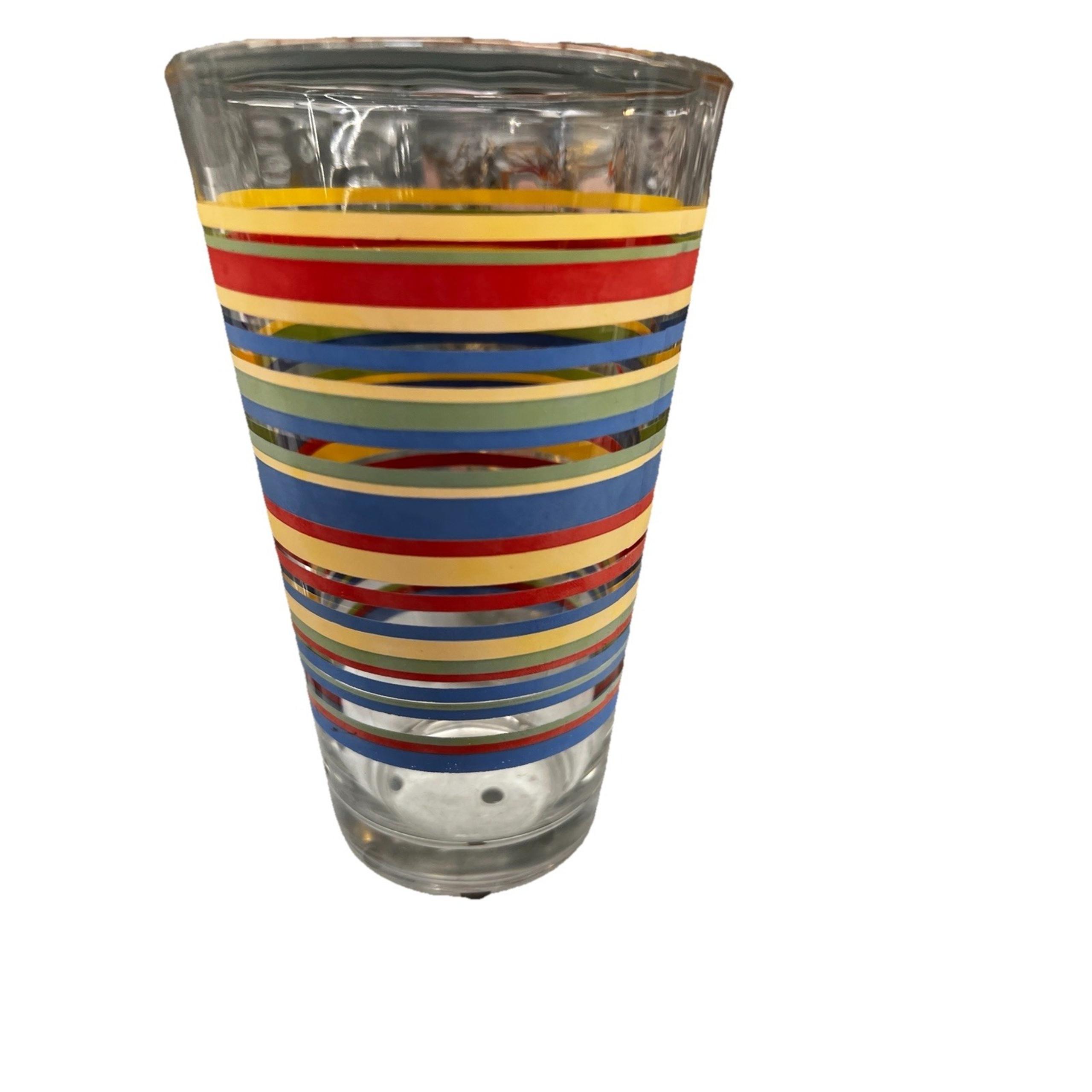 Vintage "Mambo" Striped Tumblers by Libbey Set of Two 16 oz  Fiesta Go-Alongs