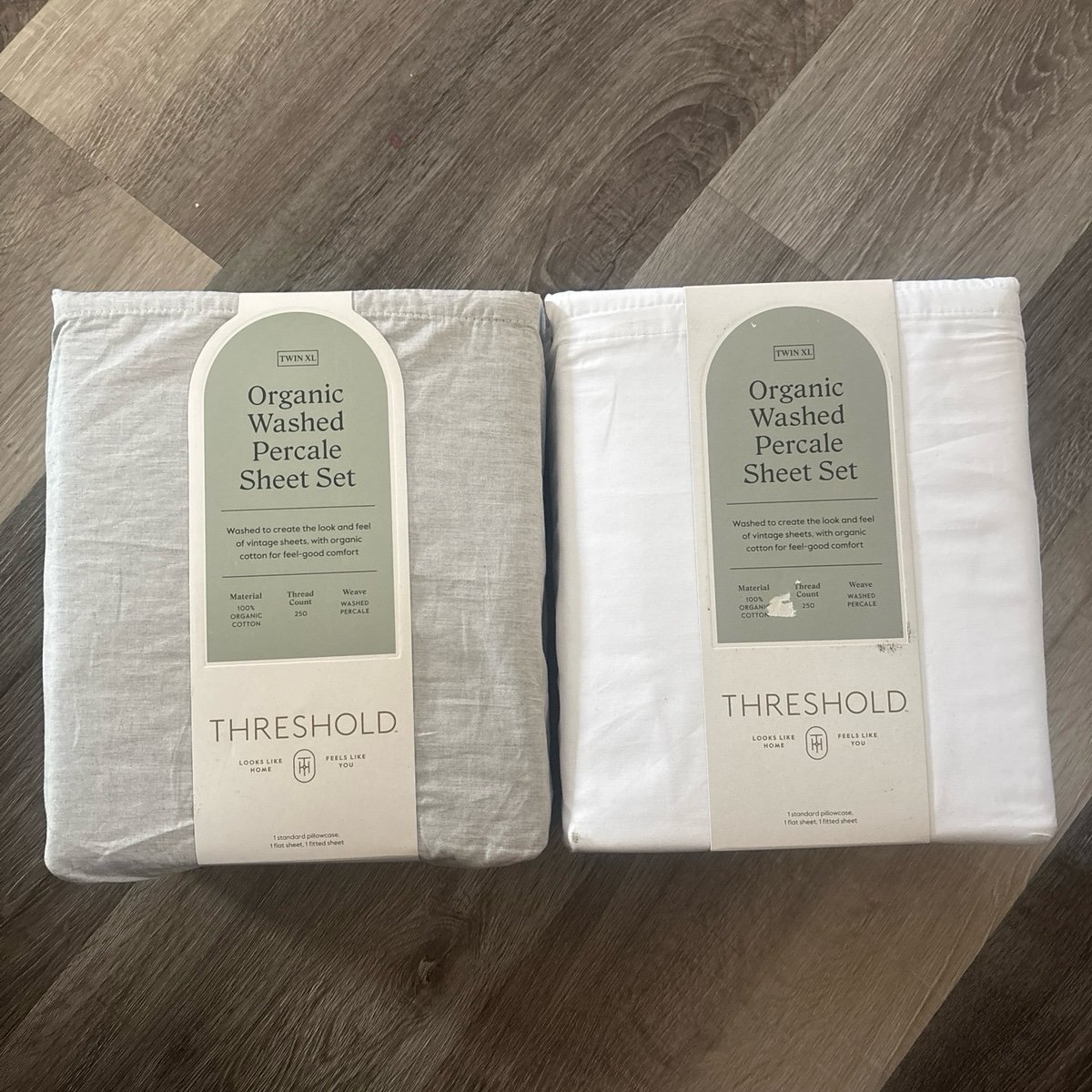 Organic washed percale sheet set by Threshold