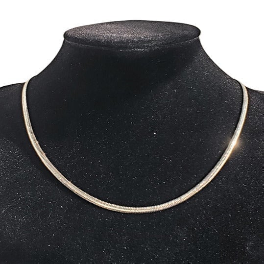 18K White Gold Womens Flat Snake Chain Necklace Jewelry Silver 15 - 17 NEW
