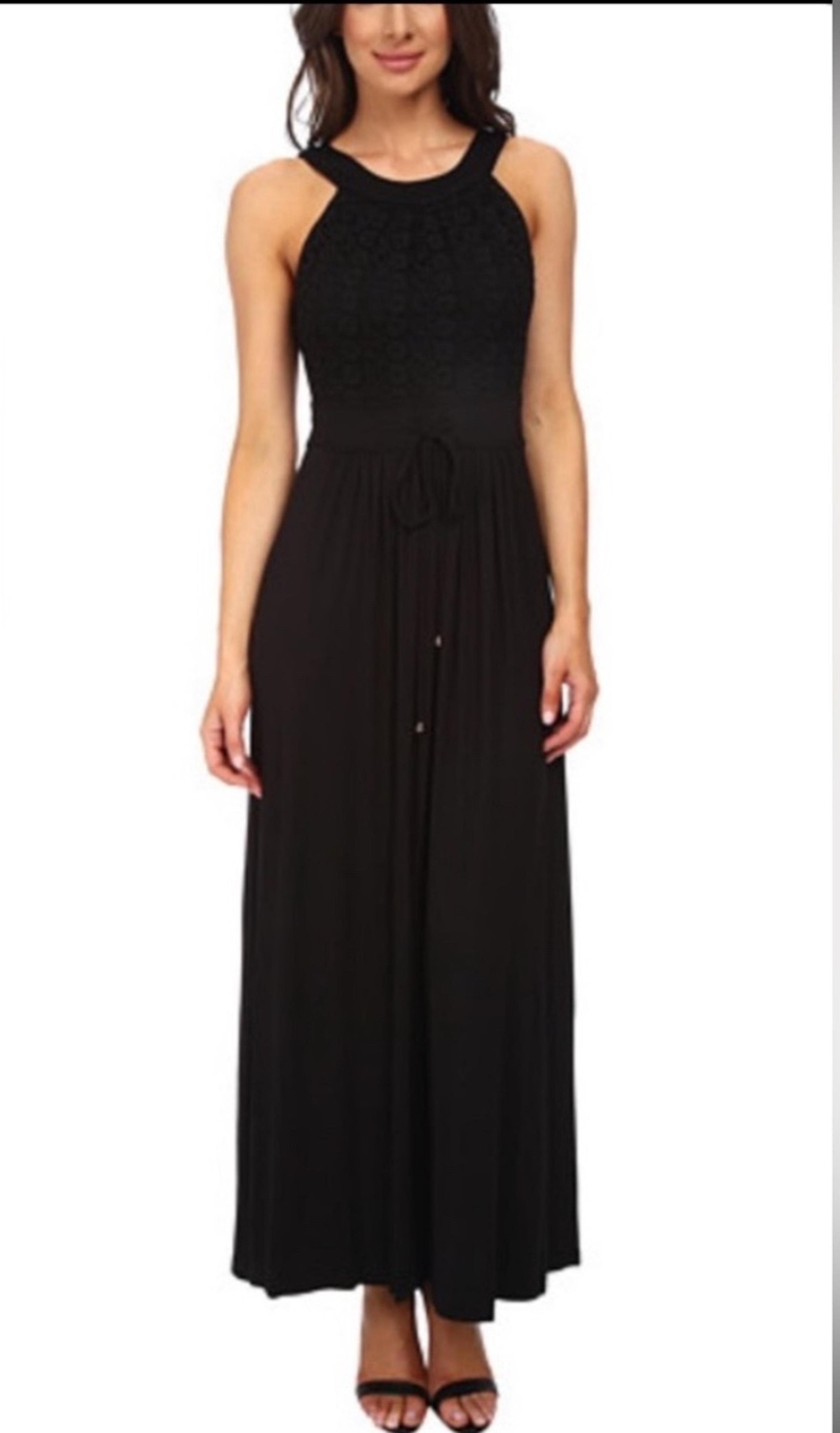 Calvin Klein Women's Black Lace Front Stretch Soft Sleeveless Maxi Dress Size 8.