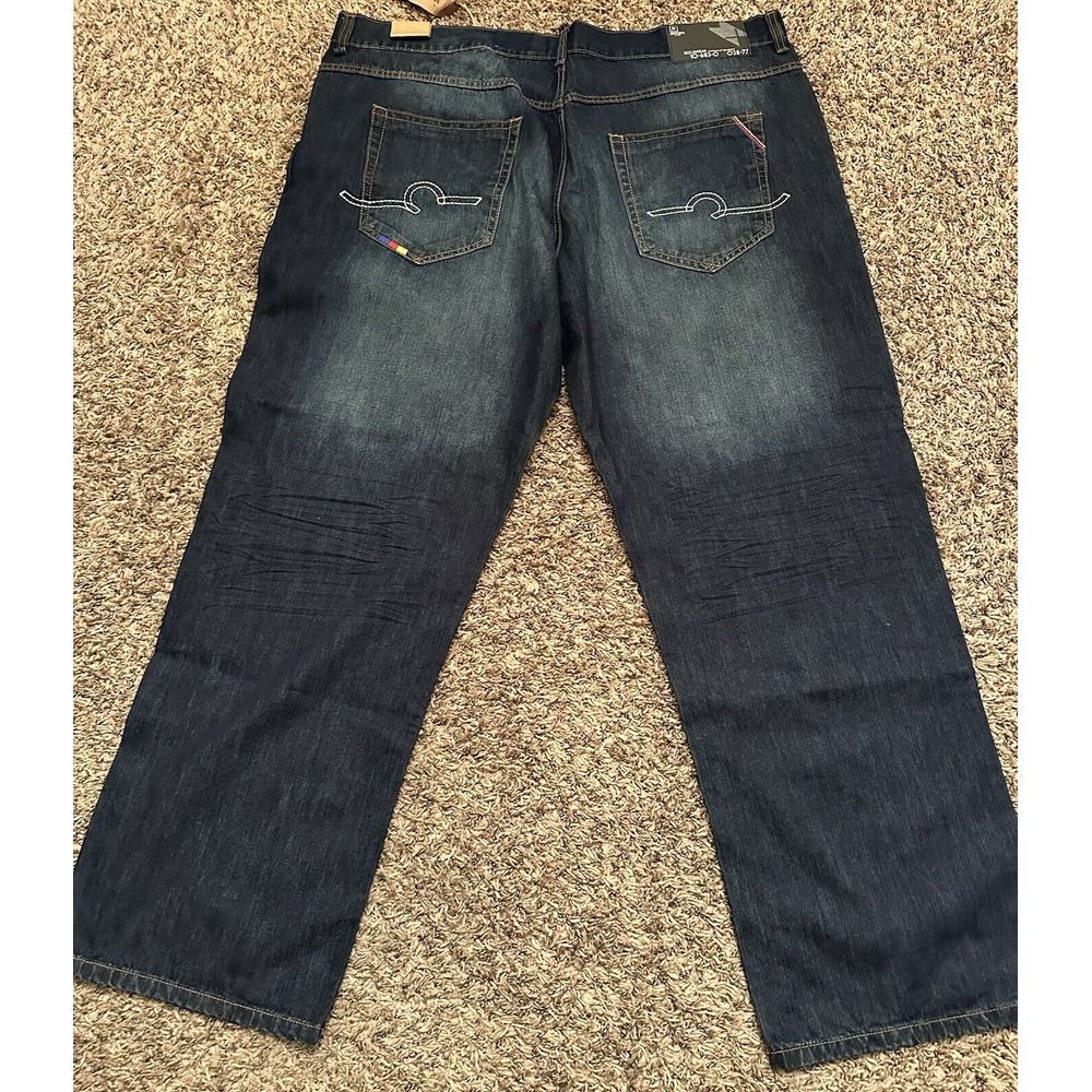 Vintage Y2K Rocawear Jeans Blue Denim Hip Hop Baggy Skater Wide Leg 50x32