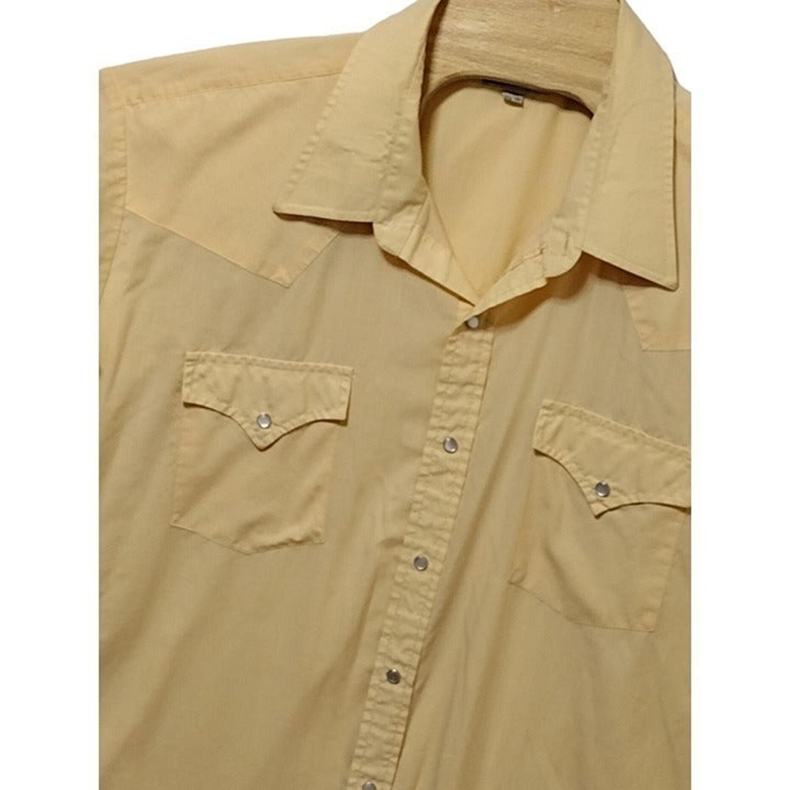 Sheplers Western Fashion Snap Yellow Long Sleeve Shirt Size Tall 18.5-36