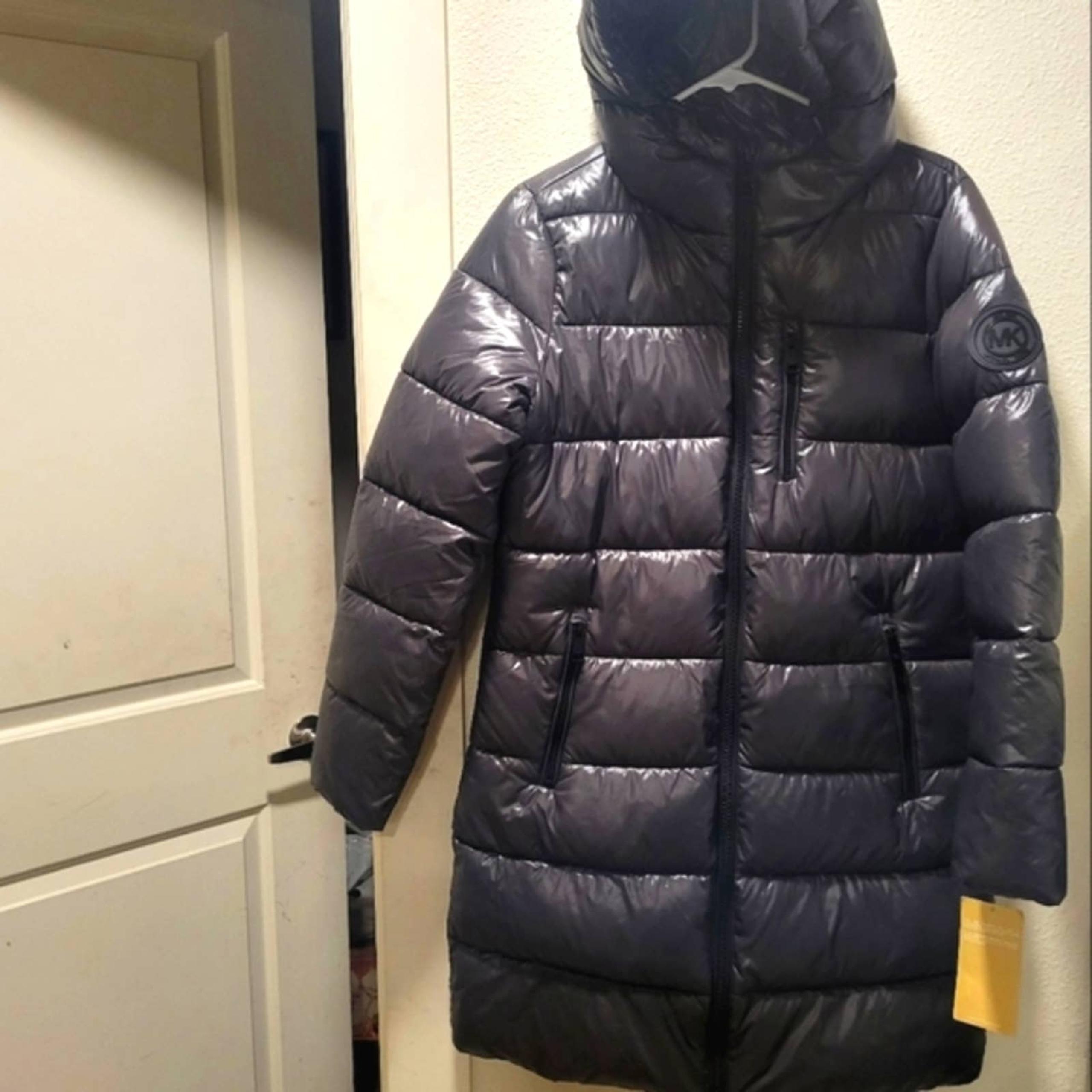 NWT MICHAEL Michael Kors Women's Hooded Puffer Coat Jacket Gunmetal Size Small