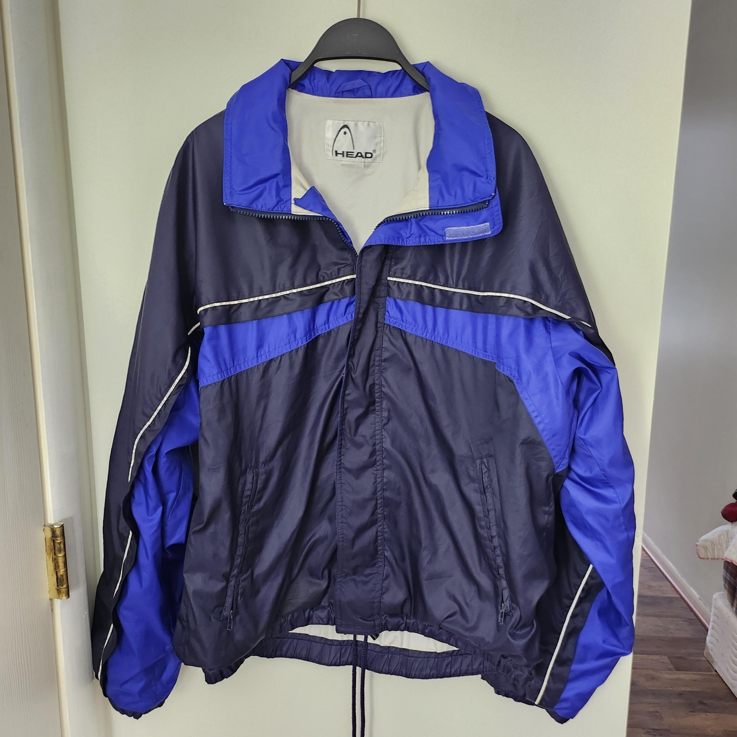 80s/90s Head Gore Tex Windbreaker, Vintage Men's Jacket, Navy/Blue shell & white