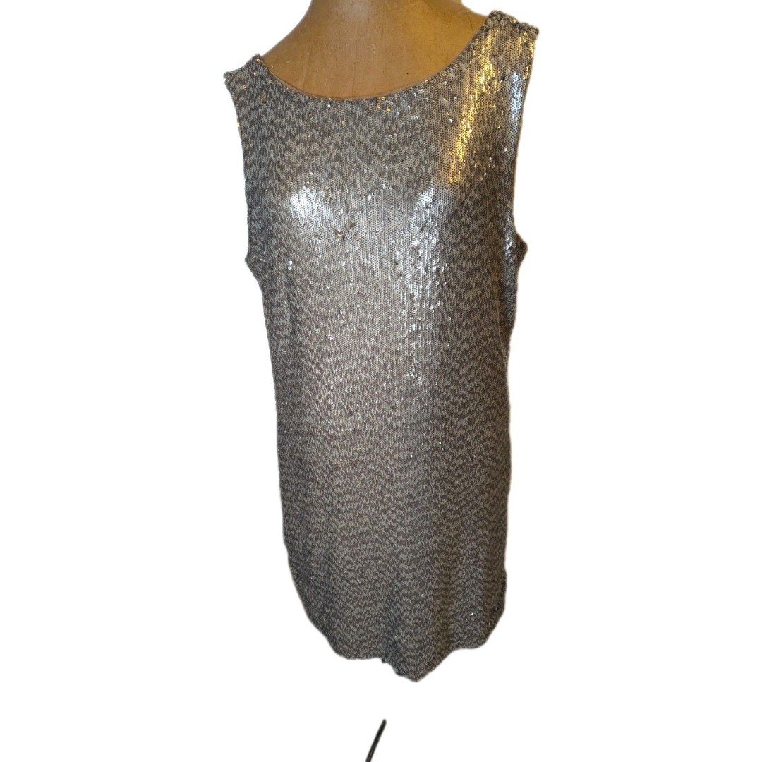 White House Black Market Sequins Dress Womens L Snake Animal Print Party Holiday