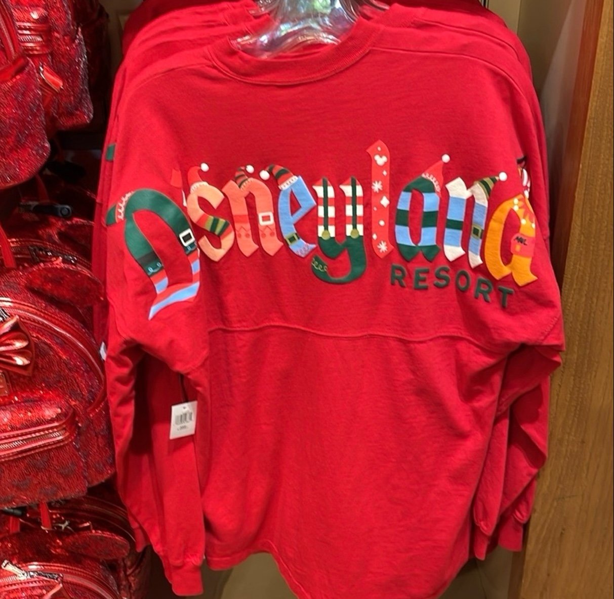 Disney Park Red Disneyland Christmas Spirit Jersey NWOT