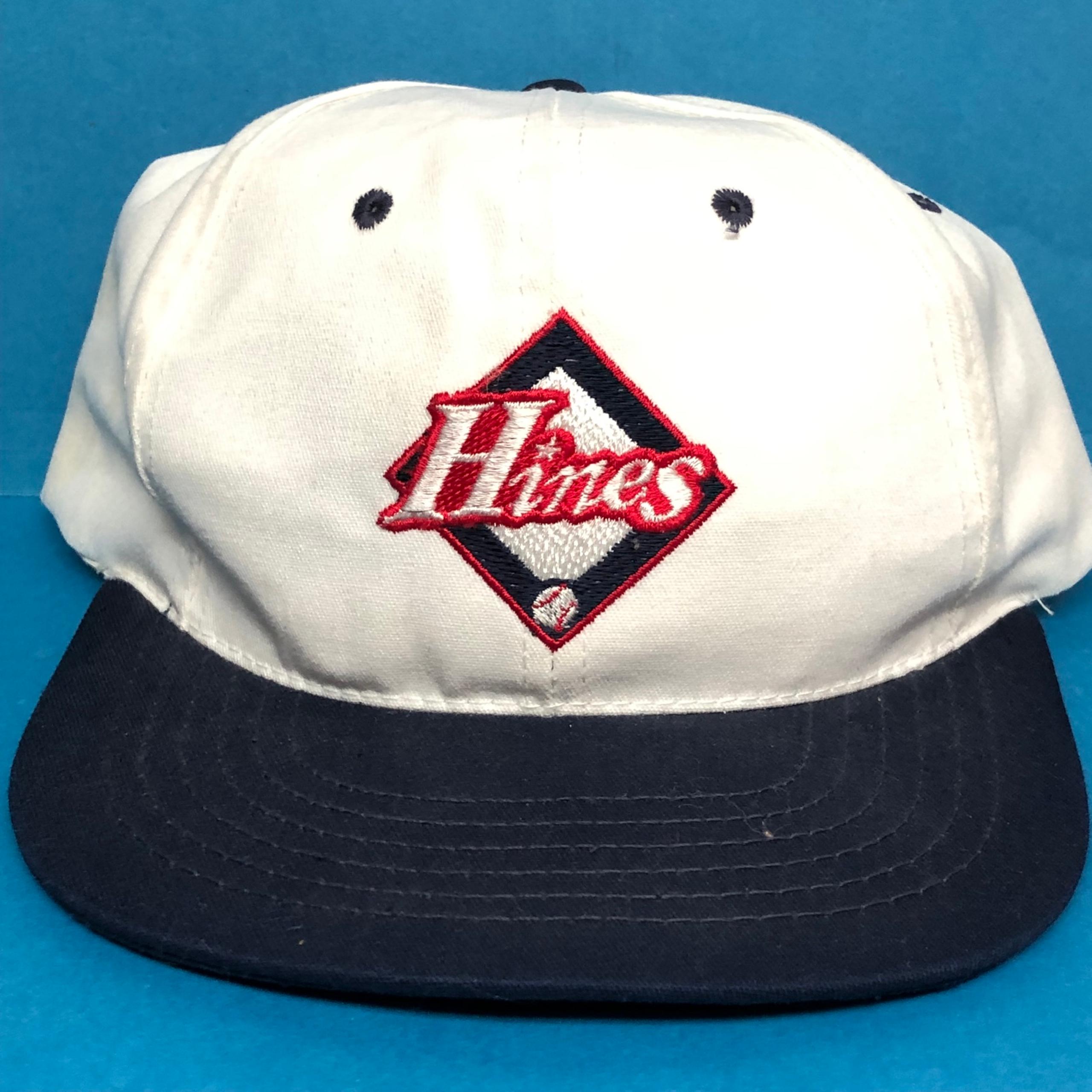 Vintage 80s Hines Trucker Hat White Leather Strap Made In USA Golf Baseball Cap