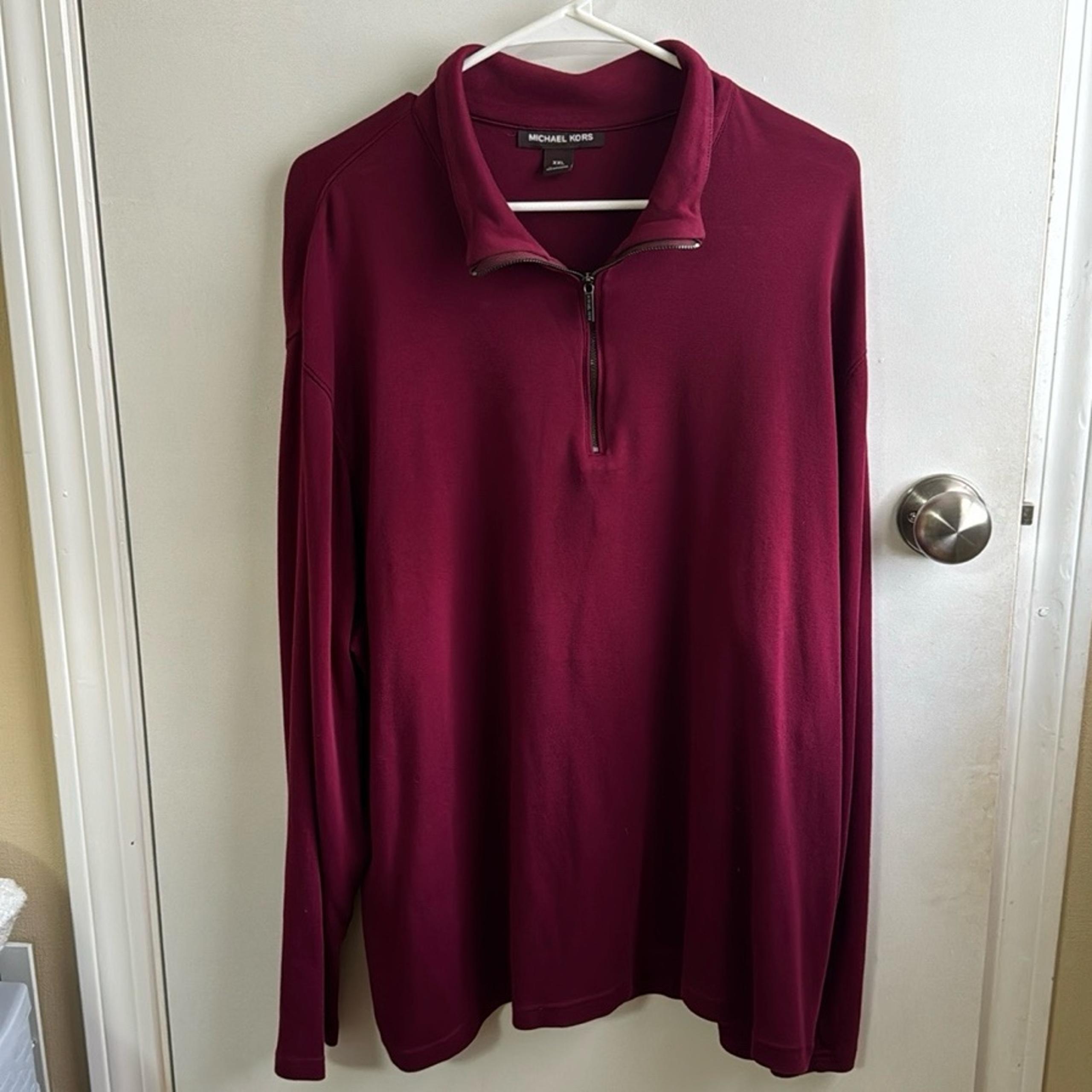 Men’s Burgundy/maroon Michael kors long sleeve quarter zip shirt XXL