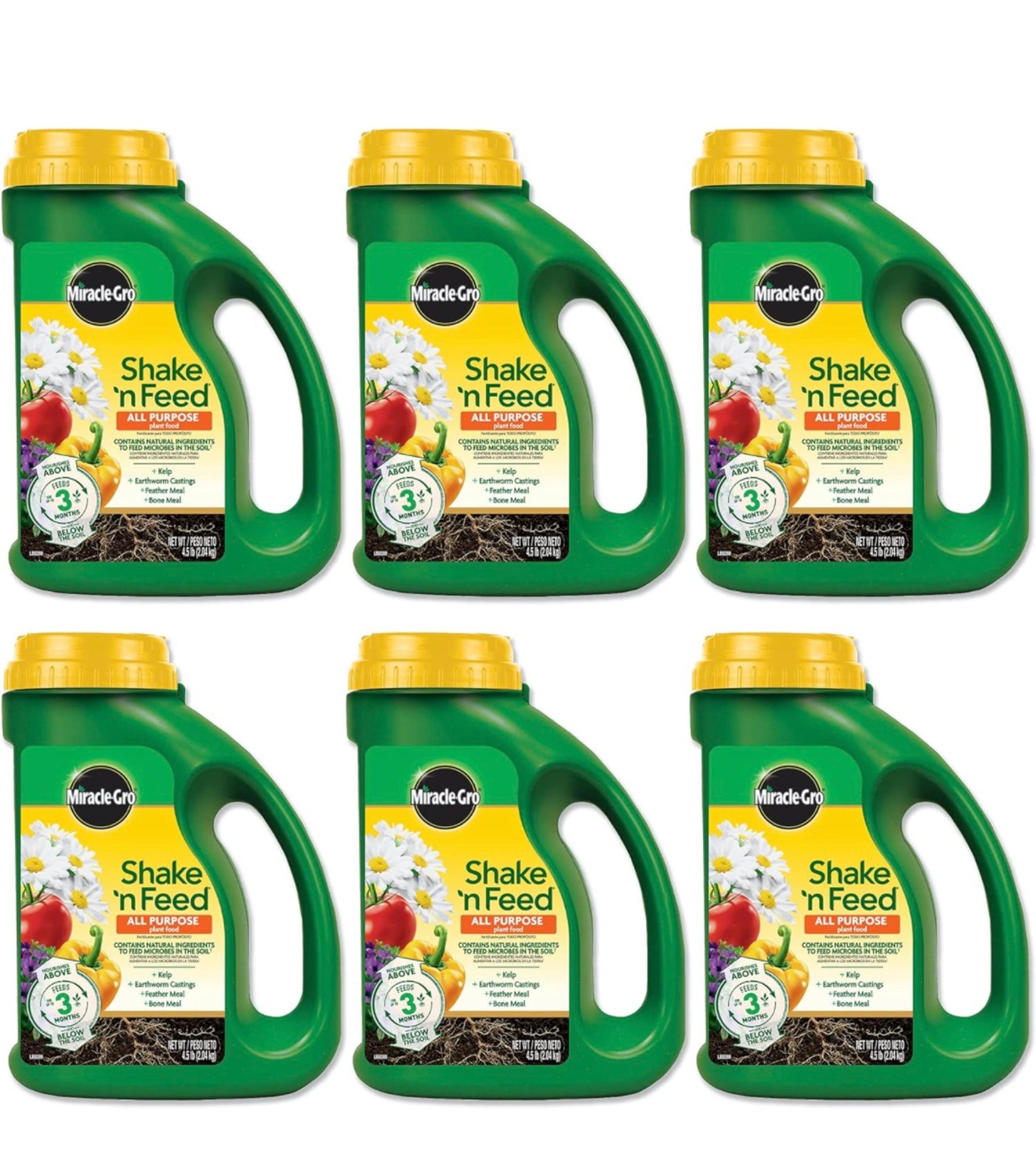 (LOT OF 6) Miracle Gro Shake N Feed All Purpose Release Plant Food Garden 4.5 lb