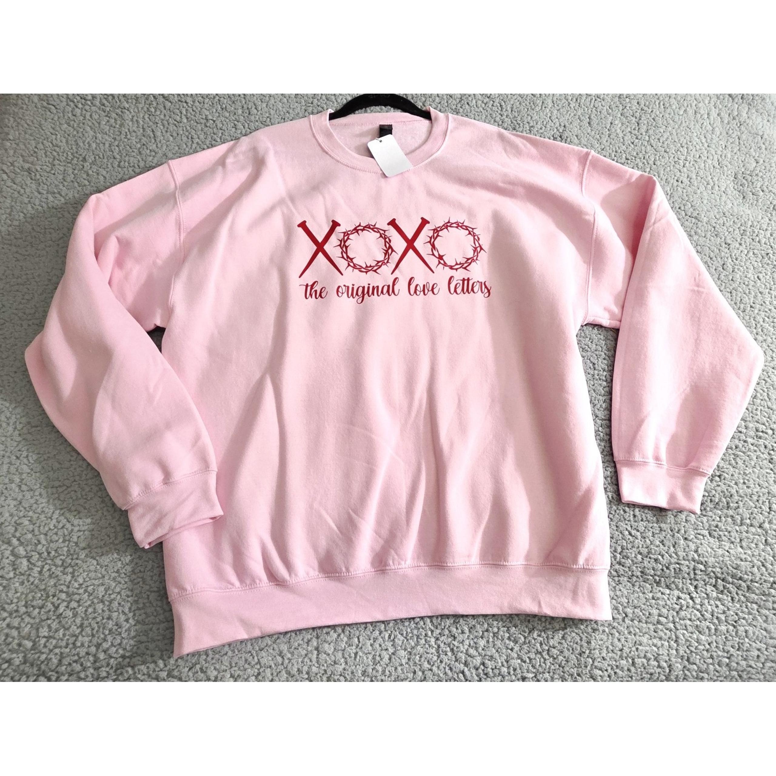 Christian Cross Pink Sweatshirt Womens Plus Size 2X Nails Crown ~ Original Love