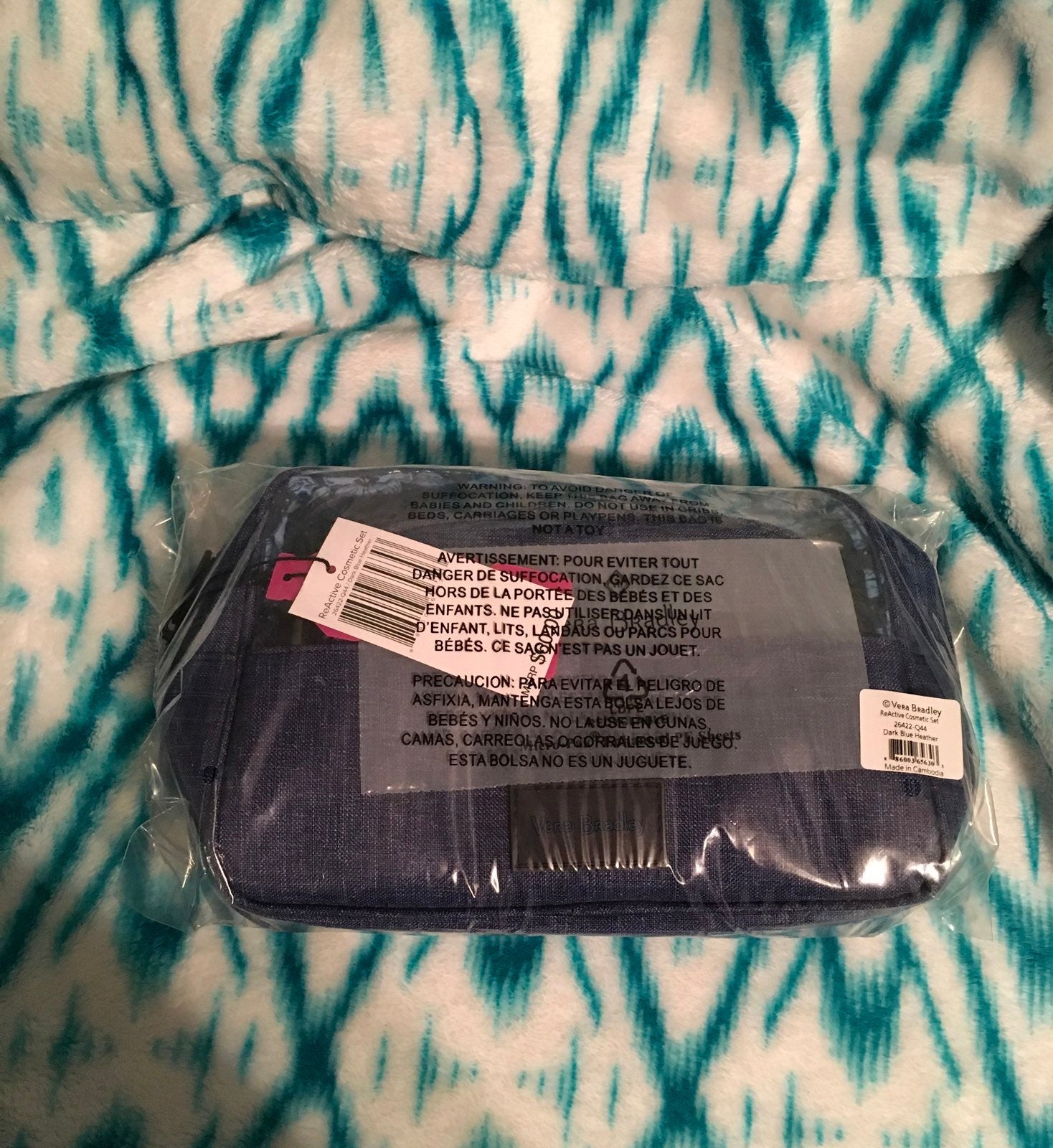Vera Bradley Reactive Cosmetic Set Dark Blue Heather
