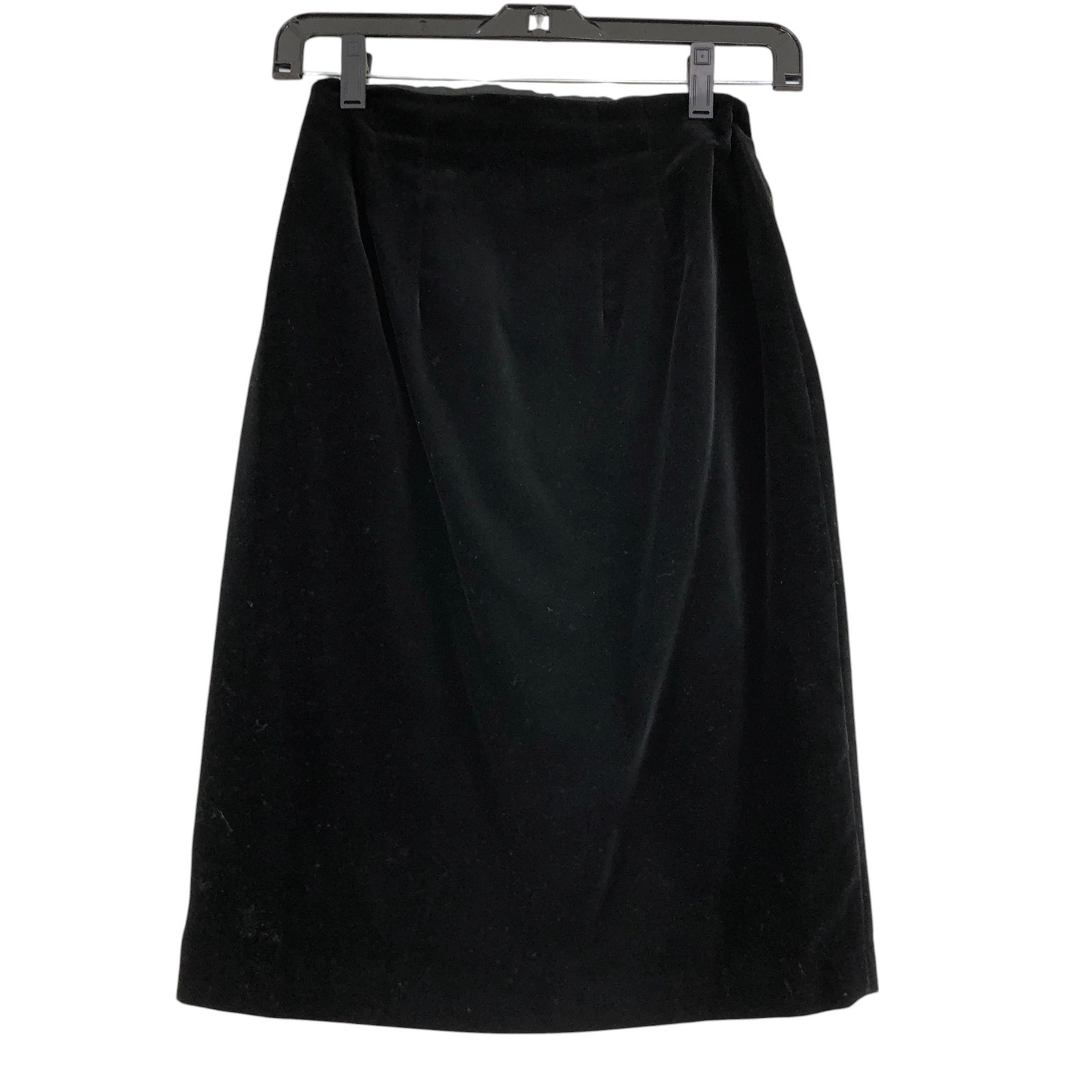 Laura Ashley Womens Size 8 Pencil Skirt Straight Back Zip Velvet Cotton Black