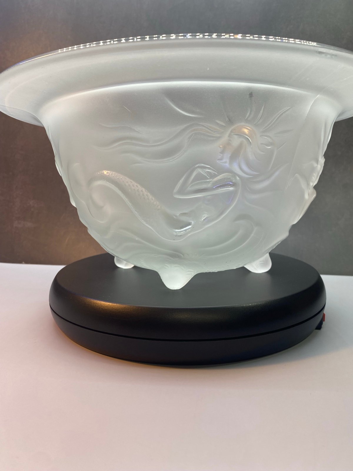 Gorgeous Art Deco Josef Inwald Barolac Frosted Glass Mermaid Decorative Bowl 12”